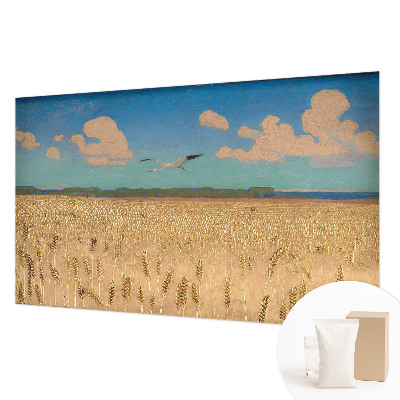 Vliesbehang fotobehang woonkamer met afbeelding van een tarweveld