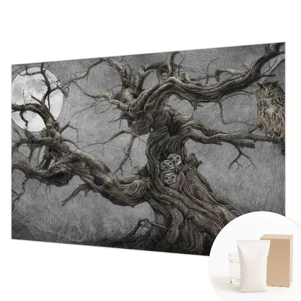 Fotobehang met een mysterieuze uil als motief