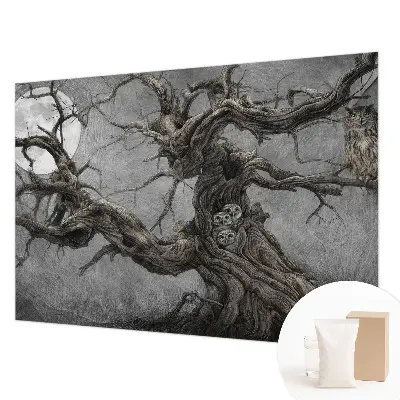 Fotobehang met een mysterieuze uil als motief