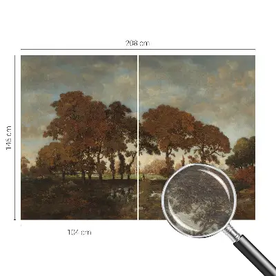 Muurbehang met idyllisch landschap