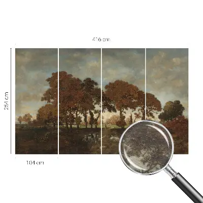 Muurbehang met idyllisch landschap