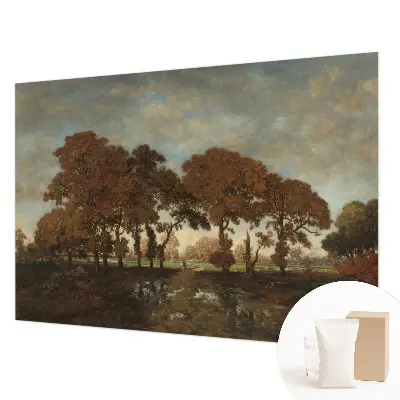 Muurbehang met idyllisch landschap