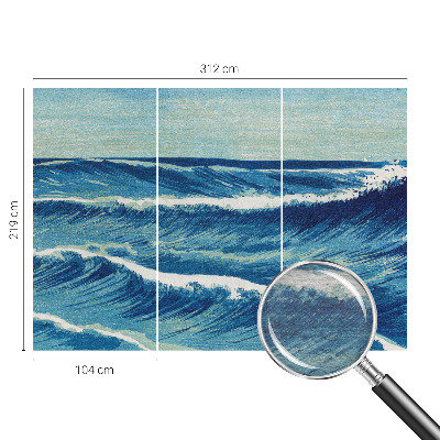 Behang met print met motief van zeegolven
