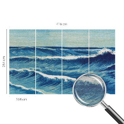 Behang met print met motief van zeegolven