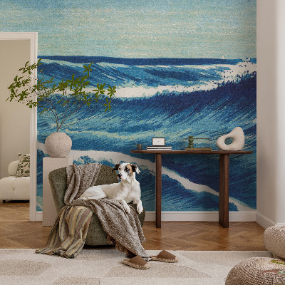 Behang met print met motief van zeegolven