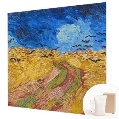 Fotobehang woonkamer met een veldlandschap als motief
