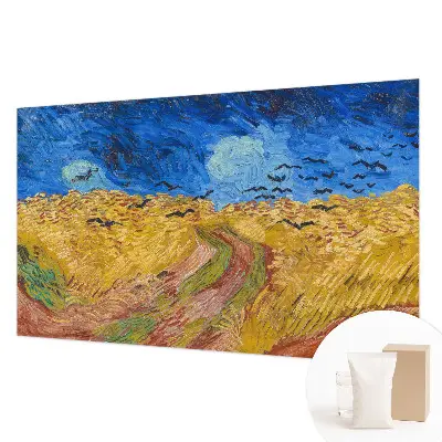 Fotobehang woonkamer met een veldlandschap als motief