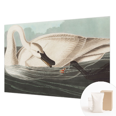 Fotobehang slaapkamer met een rustige natuurrijke print die een harmonieuze sfeer creëert
