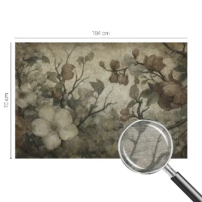 Vliesbehang fotobehang woonkamer met bloemenscène als wanddecoratie