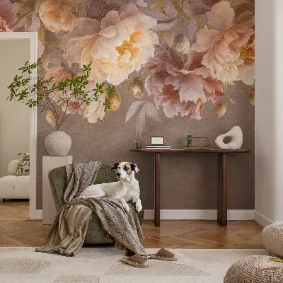 Fotobehang met een bloemig dessin in een elegante stijl