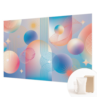 Fotobehang woonkamer met een kleurrijke abstracte print