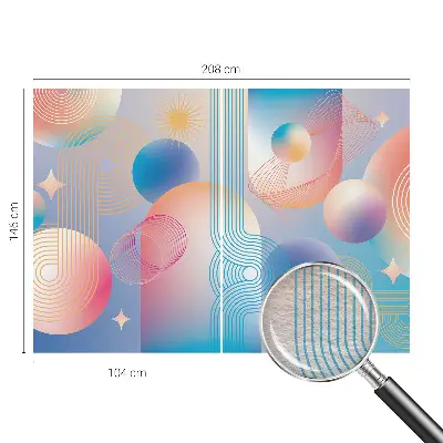Fotobehang woonkamer met een kleurrijke abstracte print