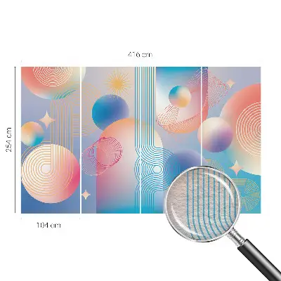 Fotobehang woonkamer met een kleurrijke abstracte print