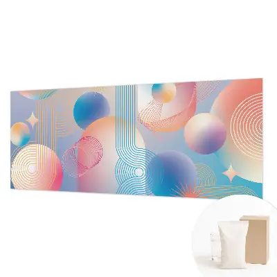 Fotobehang woonkamer met een kleurrijke abstracte print