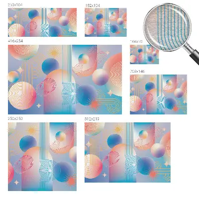 Fotobehang woonkamer met een kleurrijke abstracte print