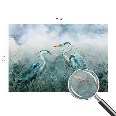 Fotobehang slaapkamer met een patroon van vogels in natuurlijke kleuren