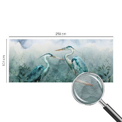 Fotobehang slaapkamer met een patroon van vogels in natuurlijke kleuren