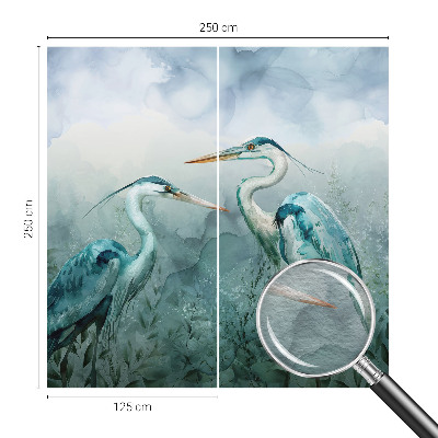 Fotobehang slaapkamer met een patroon van vogels in natuurlijke kleuren