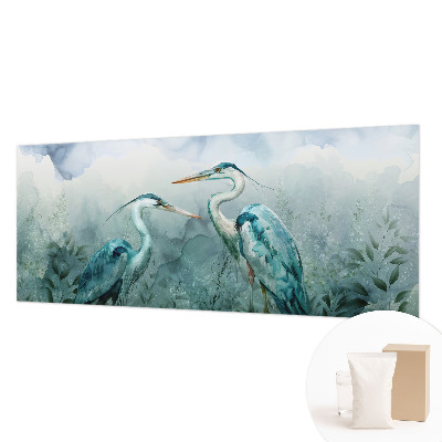Fotobehang slaapkamer met een patroon van vogels in natuurlijke kleuren