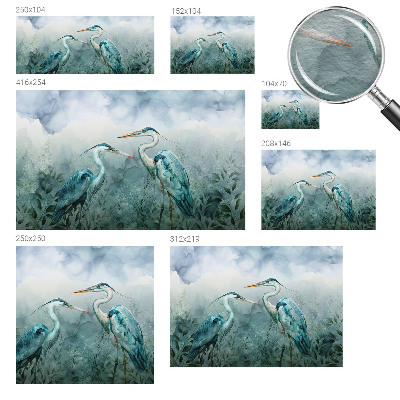 Fotobehang slaapkamer met een patroon van vogels in natuurlijke kleuren