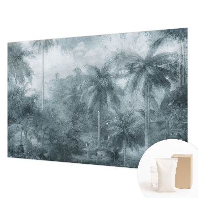 Fotobehang voor de slaapkamer met een motief van tropische vegetatie