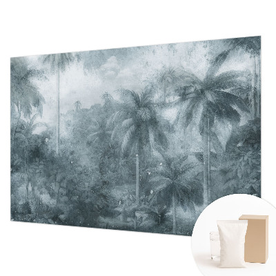 Fotobehang voor de slaapkamer met een motief van tropische vegetatie