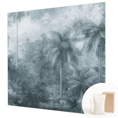 Fotobehang voor de slaapkamer met een motief van tropische vegetatie