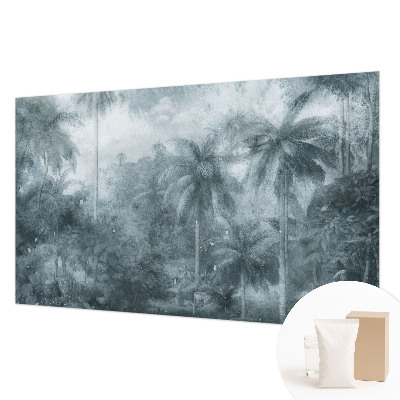 Fotobehang voor de slaapkamer met een motief van tropische vegetatie