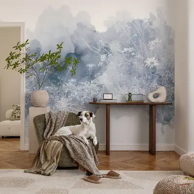 Modern fotobehang met een bloemenweide