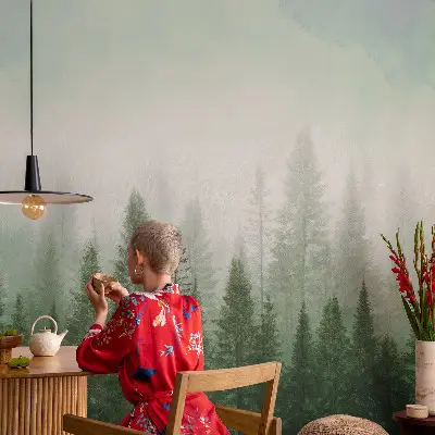 Luxe fotobehang met een afbeelding van een wolf in het bos