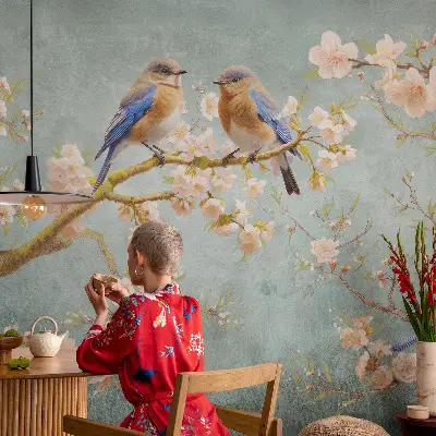 Premium fotobehang met een lentevogelmotief
