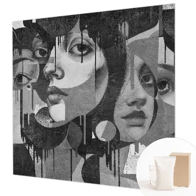 Groot fotobehang met gezichten van vrouwen