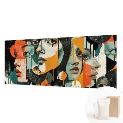 Vlies fotobehang met kleurrijke gezichten als patroon