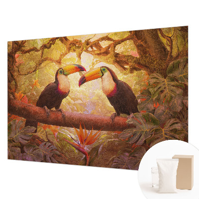 Muurbehang met kleurrijke toekans