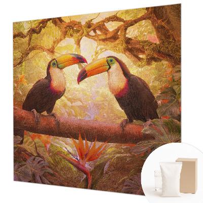 Muurbehang met kleurrijke toekans