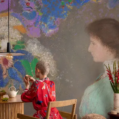 Fotobehang naadloos met een romantische scène