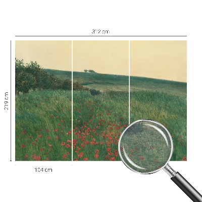 Fotobehang woonkamer Papavervelden