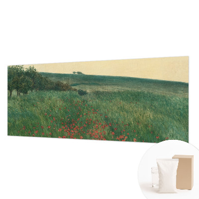 Fotobehang woonkamer met een patroon van papavervelden