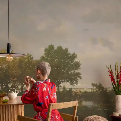 Fotobehang voor slaapkamer met een boslandschap als motief