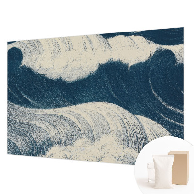 Fotobehang slaapkamer met ontwerp van zeegolven