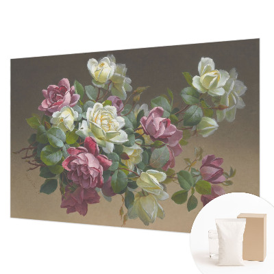 Fotobehang voor de woonkamer met bloemmotief in een elegante stijl
