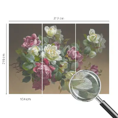 Fotobehang voor de woonkamer met bloemmotief in een elegante stijl