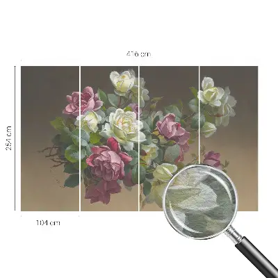 Fotobehang voor de woonkamer met bloemmotief in een elegante stijl