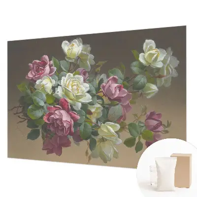 Fotobehang voor de woonkamer met bloemmotief in een elegante stijl
