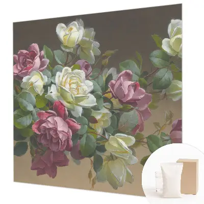 Fotobehang voor de woonkamer met bloemmotief in een elegante stijl