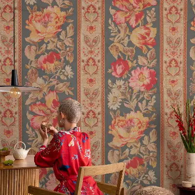 Modern fotobehang met kleurrijke bloemen