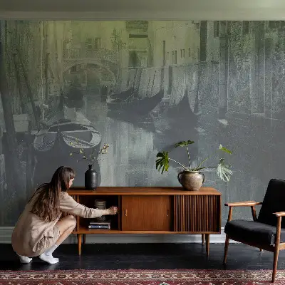 Kwalitatief fotobehang met een ontwerp van een oud kanaal