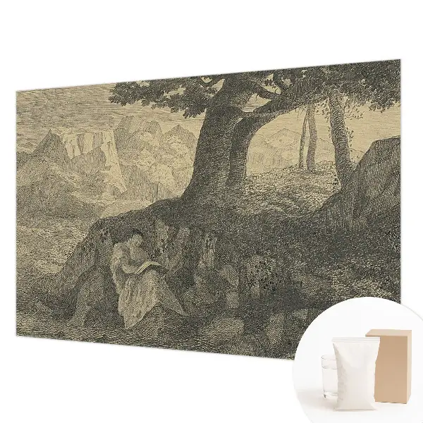 Modern fotobehang voor de woonkamer met lezende figuren als decoratie