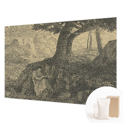 Modern fotobehang voor de woonkamer met lezende figuren als decoratie
