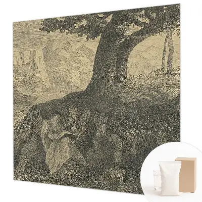 Modern fotobehang voor de woonkamer met lezende figuren als decoratie